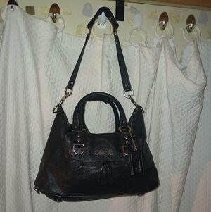 Coach Ashley Black Leather Convertible Satchel Shoulder Bag
